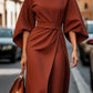 Elegant Solid Color Waist Dress