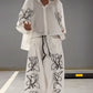 Fashion Personality Design Printed Top & Wide Leg Pants Two-Piece Set