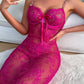 Sexy Floral Lace Mesh See-through Long Camisole Nightgown