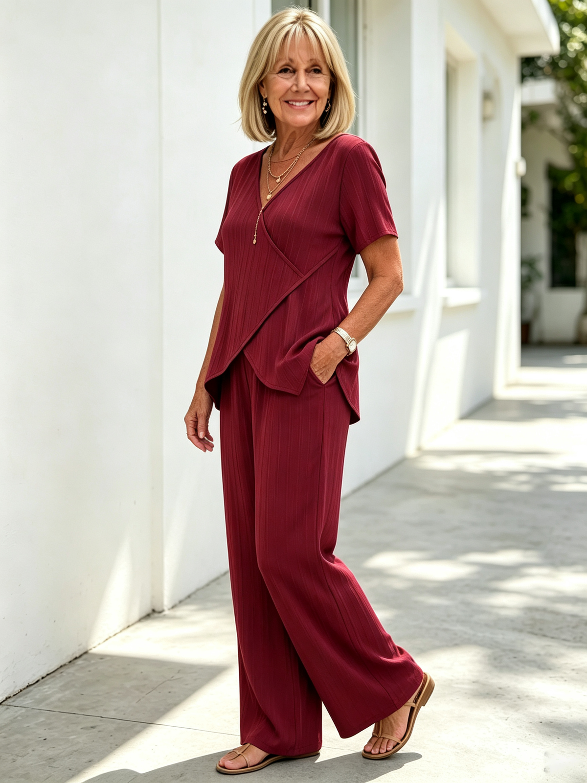 2Pcs Casual Cross Irregular Summer Set Wide Leg Pants Set