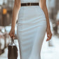 Sleek Belted Halter Neck Midi Dress