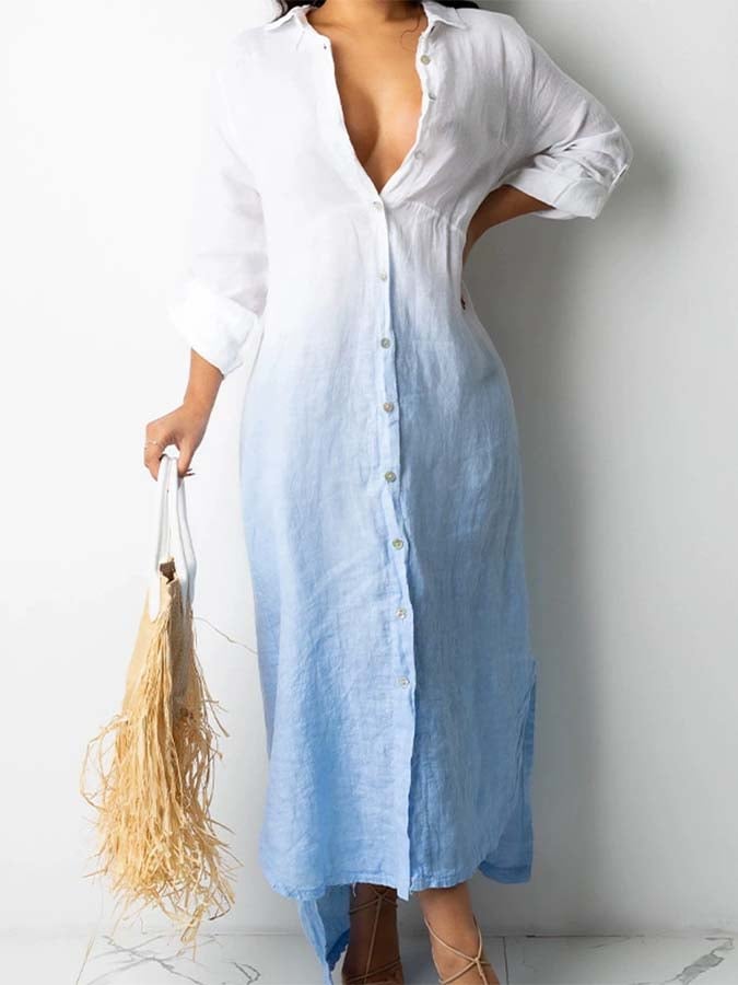 Women'S Single Breasted Lapel Reconstructed Contrast Shirt Shirt