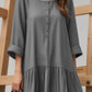 Women'S Solid Color Square Neck Retro Button A-Line Loose Holiday Dress