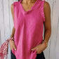 Women'S Sleeveless Tassel Stitching Casual Solid Color Cotton And Linen Vest