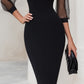 Sheer Illusion Off-Shoulder Sweetheart Midi Dress