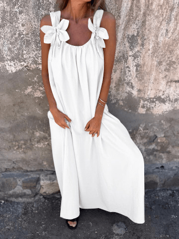 Women's Casual Solid Color Floral Dress