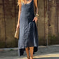 Women'S Casual Irregular Hem Solid Color Cotton And Linen Dress