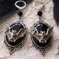 Vintage Bat Carved Black Stone Earrings