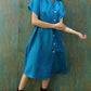 Ladies Casual Solid Color Cotton And Linen Lapel Dress