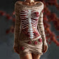 Halloween Bloody Red Roses Rib Cage Lace Comfy Mini Dress