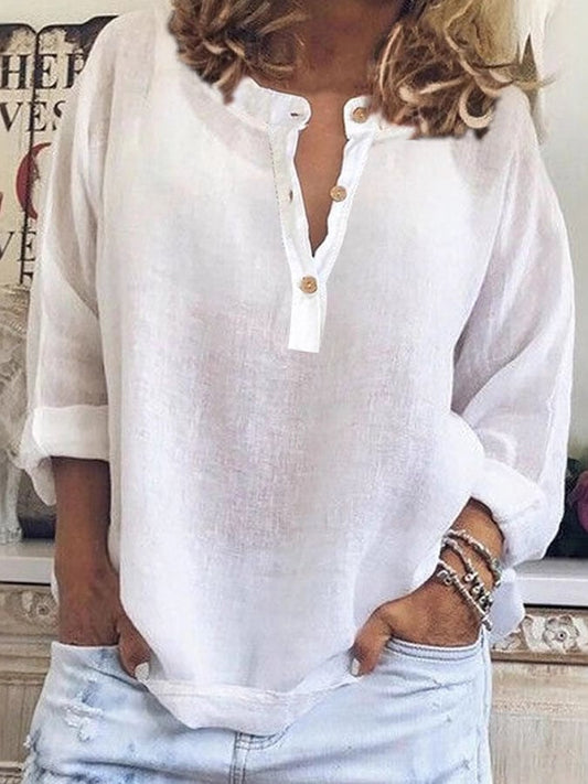 Women's Casual Solid Color Long Sleeve Shirt