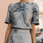 Ethereal Silver-Grey Floral Printed Two-Piece Maxi Set