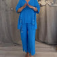Women'S Casual V-Neck Sequined Cotton And Linen Two-Piece Suit