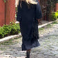 Women'S Casual Solid Color V-Neck Cotton And Linen Dress