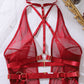 Sexy Holder Backless Metallic Strap See-Through Mesh Bodysuit