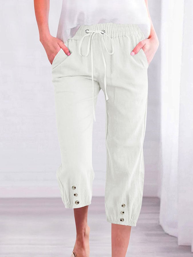 Women's Fashion Casual Drawstring Cropped Pants