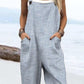Women's Casual Striped Printed Cotton and Linen Overalls