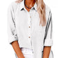 Women's Casual Solid Color Pocket Slit Cotton and Linen Long Sleeve Shirt