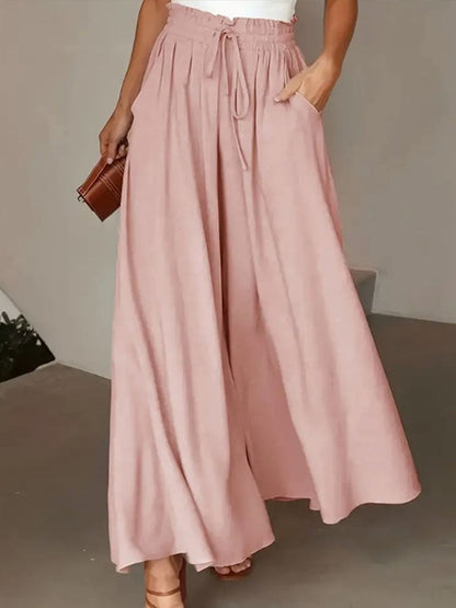 Women's Casual Solid Color Wide Leg Pants