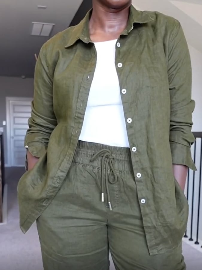 Women'S Casual Cotton And Linen Trousers Suit