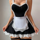 Sexy Lace Patchwork Open Back Maid Uniform Lingerie Set