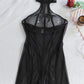 Vertical Striped See-Through Tulle Slim-Fitting Sexy Halterneck Jumpsuit