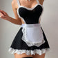 Sexy Lace Patchwork Open Back Maid Uniform Lingerie Set