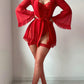 Sexy Lace Slip Dress Mesh See-through Tie-up Robe Loungewear Set