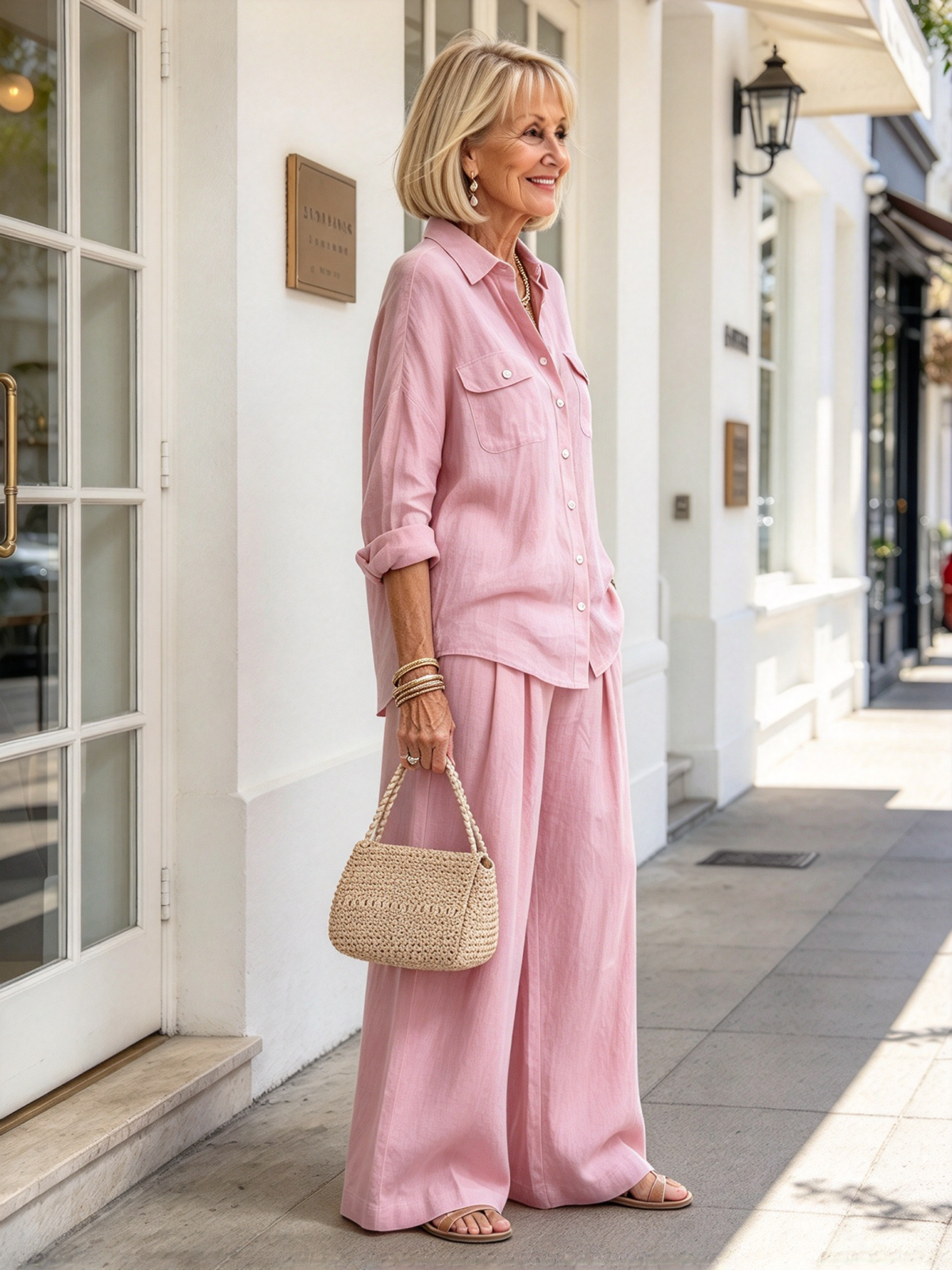 Linen Suit Breathable Light Long-sleeved Shirt Drape Wide-leg Pants Vacation Style Women's Clothing