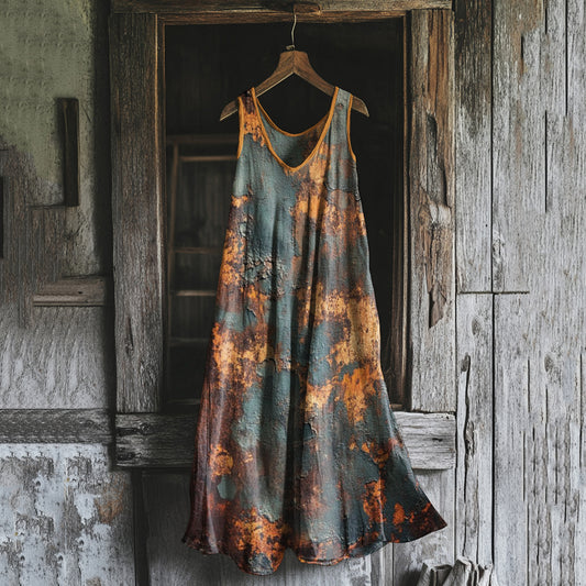 Vintage Rust Art Tank Midi Dress