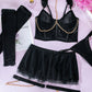 Sexy See-Through Mesh Skirt Uniform Lingerie Set With Gloves