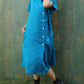 Ladies Casual Solid Color Cotton And Linen Lapel Dress