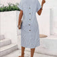 Women's Casual Lapel Short Sleeve Striped Print Short Sleeve Dress