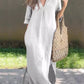 Women'S Casual Solid Color V-Neck Cotton And Linen Dress