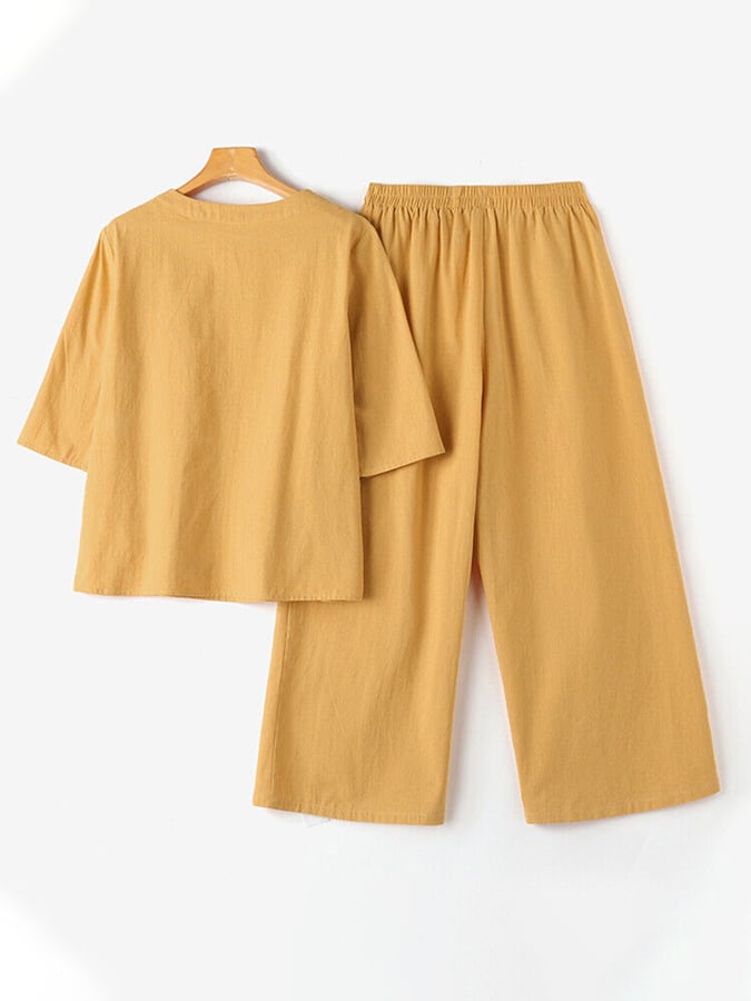 Women'S Casual Loose Top Wide Leg Pants Set
