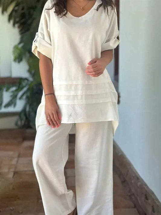 Women'S Loose Solid Color Irregular Wide-Leg Pants Suit