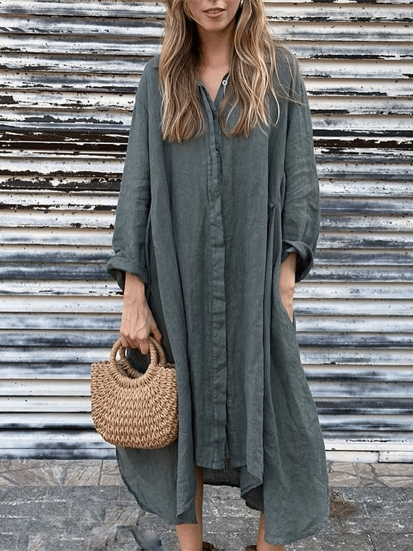 Women's Loose Casual Long Sleeve Shirt Dress