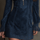 Vintage Blue Suede Lace Trim Mini Dress