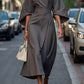 Elegant Solid Color Waist Dress