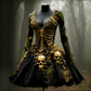 Women's Halloween Skull Flowers Moss Witch Midi Dress
