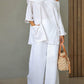 Women's Casual Solid Color Cotton and Linen Elastic Waist Wide Leg Pants