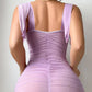 Sexy Bow-tie Mesh See-through Bodycon Dress with Stockings Set