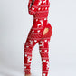 Christmas Deep V-neck Long-sleeved Back Button Closure Jumpsuit PJajama