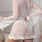 Sexy Lace Slip Dress Mesh See-through Tie-up Robe Loungewear Set