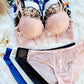 Sexy Mesh Lace Floral Embroidered Underwire Bra And Panty Set
