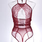 Sexy Lace Mesh Openwork Halter Bodysuit