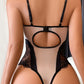 Sexy Mesh See-Through Lace Patchwork Colorblock Bodysuit