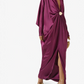 Magenta Satin Neck Maxi Dress in Satin