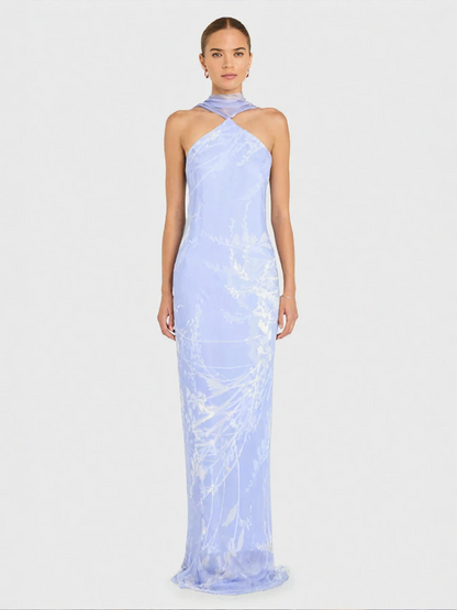 Lavender Halter Scarf Tie Gown