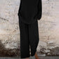Women's Casual V-neck Pullover Long Sleeve + Pocket Trousers Cotton and Linen Suit